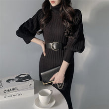 Load image into Gallery viewer, Elegant Knitted Turtleneck Sweater Maxi Dress