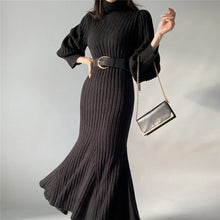 Load image into Gallery viewer, Elegant Knitted Turtleneck Sweater Maxi Dress