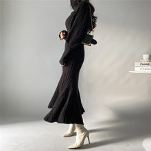 Load image into Gallery viewer, Elegant Knitted Turtleneck Sweater Maxi Dress