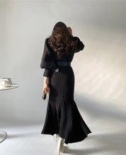 Load image into Gallery viewer, Elegant Knitted Turtleneck Sweater Maxi Dress