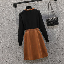Load image into Gallery viewer, Retro Knitted Contrast Bow Dress