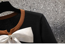 Load image into Gallery viewer, Retro Knitted Contrast Bow Dress