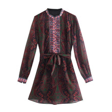 Load image into Gallery viewer, Ethnic Vintage Paisley Blouse Mini Dress