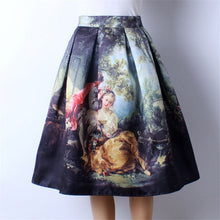 Load image into Gallery viewer, Vintage Retro Gothic 50s Oil Painting Midi Pleated Skirt - Pretty Fashionation