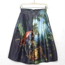 Load image into Gallery viewer, Vintage Retro Gothic 50s Oil Painting Midi Pleated Skirt - Pretty Fashionation