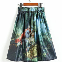 Load image into Gallery viewer, Vintage Retro Gothic 50s Oil Painting Midi Pleated Skirt - Pretty Fashionation