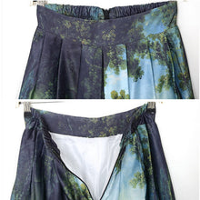 Load image into Gallery viewer, Vintage Retro Gothic 50s Oil Painting Midi Pleated Skirt - Pretty Fashionation