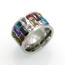 Load image into Gallery viewer, Multicolor Crystal Rainbow Gold Plated Titanium Ring
