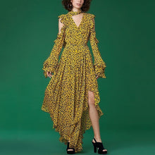 Load image into Gallery viewer, Vintage Asymmetrical Leopard Off Shoulder Backless Dress - Pretty Fashionation