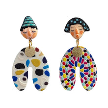 Load image into Gallery viewer, Colorful Artistic Face Statement Earrings
