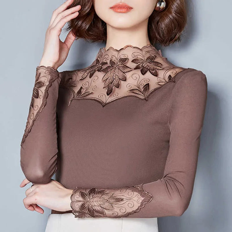 Floral Embroidered Lace Knit Top