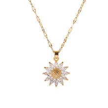 Load image into Gallery viewer, Gold Plated Sunflower Pendant Necklace
