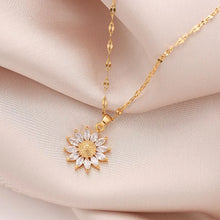 Load image into Gallery viewer, Gold Plated Sunflower Pendant Necklace
