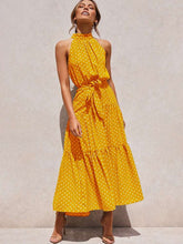 Load image into Gallery viewer, Sweet Polka Dot Halter Strapless Maxi Dress
