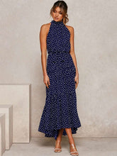 Load image into Gallery viewer, Sweet Polka Dot Halter Strapless Maxi Dress
