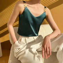 Load image into Gallery viewer, Glam Top V-neck Satin Tank Top
