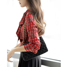 Load image into Gallery viewer, Elegant Red Bow-Tie Blouse
