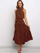 Load image into Gallery viewer, Sweet Polka Dot Halter Strapless Maxi Dress
