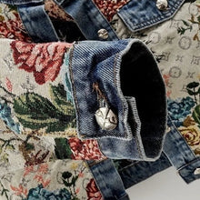 Load image into Gallery viewer, Vintage Floral Jacquard Denim Jacket
