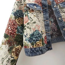 Load image into Gallery viewer, Vintage Floral Jacquard Denim Jacket
