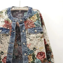 Load image into Gallery viewer, Vintage Floral Jacquard Denim Jacket
