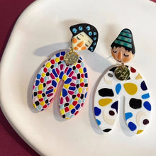 Load image into Gallery viewer, Colorful Artistic Face Statement Earrings
