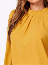 Load image into Gallery viewer, Vintage Pleated Mock-Neck Chiffon Blouse
