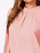 Load image into Gallery viewer, Vintage Pleated Mock-Neck Chiffon Blouse
