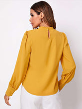 Load image into Gallery viewer, Vintage Pleated Mock-Neck Chiffon Blouse
