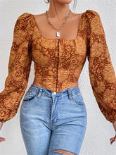Load image into Gallery viewer, Puff Sleeve Vintage Floral Corset Crop Top
