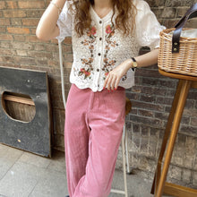 Load image into Gallery viewer, Embroidered Crochet Cardigan Top

