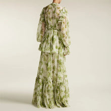 Load image into Gallery viewer, Runway Designer Floral Old Moss Green Dress
