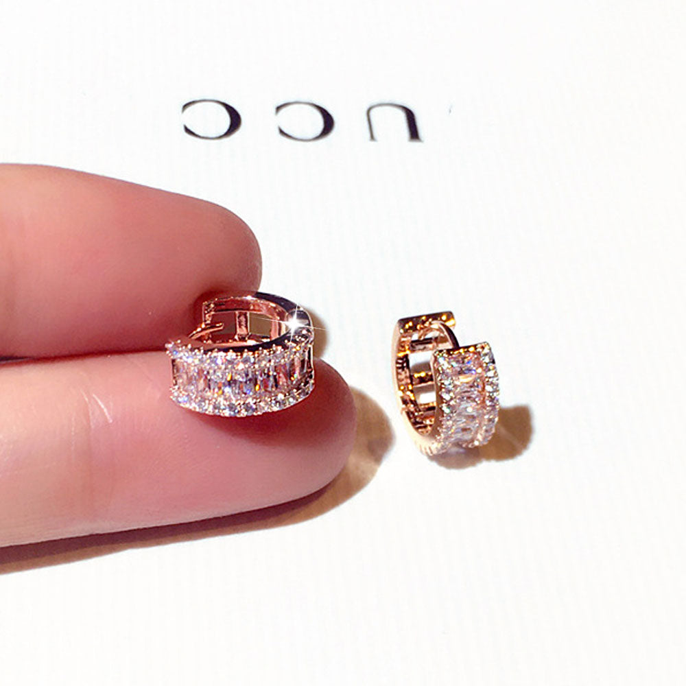 Luxury Fine Gold Zircon Crystal Earrings