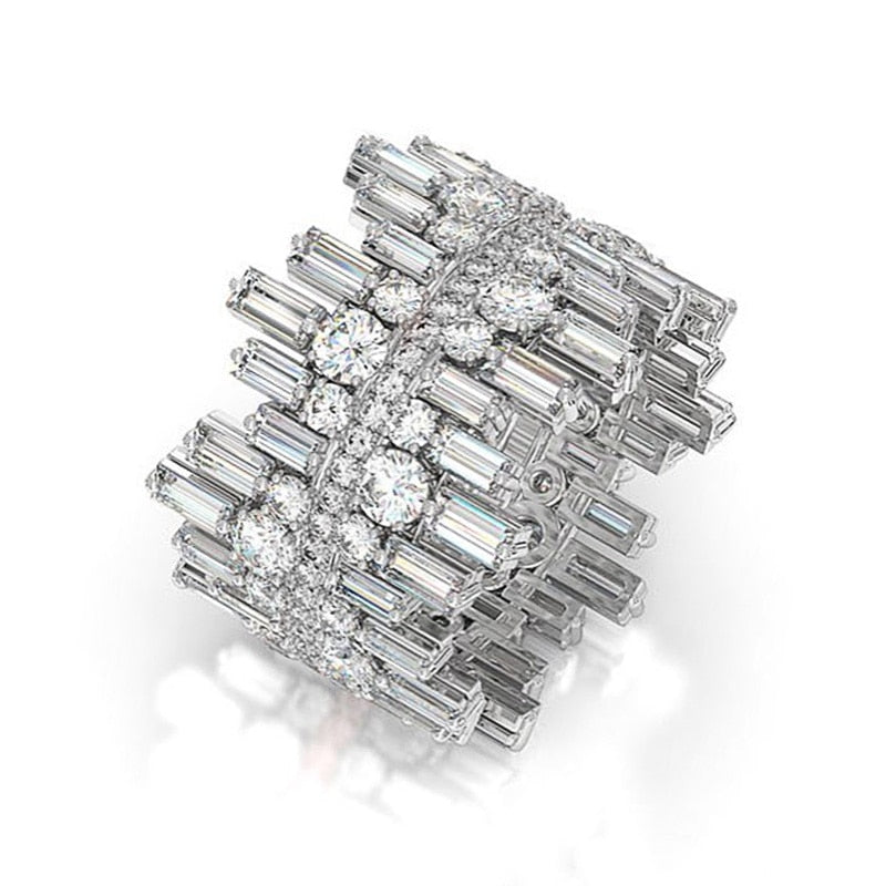 Luxury Irregular Cubic Zirconia Diamonds Ring