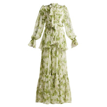 Load image into Gallery viewer, Runway Designer Floral Old Moss Green Dress
