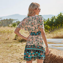 Load image into Gallery viewer, V-neck Floral Print Bohemian Gypsy Dress - Pretty Fashionation
