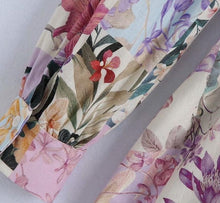 Load image into Gallery viewer, Stand Collar Patchwork Floral Bow Sashes Shirtdress - Pretty Fashionation
