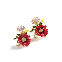 Load image into Gallery viewer, S925 Silver French Enamel Flower Earrings
