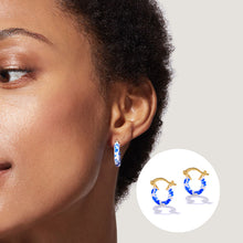 Load image into Gallery viewer, Vintage Blue &amp; White Porcelain Stud Earrings
