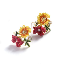 Load image into Gallery viewer, S925 Silver French Enamel Flower Earrings
