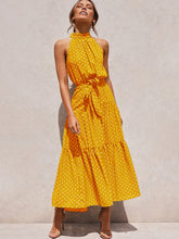 Load image into Gallery viewer, Sweet Polka Dot Halter Strapless Maxi Dress
