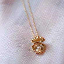Load image into Gallery viewer, Gold Plated Shell  Pearl Charm Pendant Necklace
