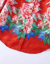 Load image into Gallery viewer, Vintage Chic Floral Red Blouse
