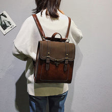 Load image into Gallery viewer, Vintage College Style Leather Backpack
