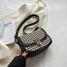 Load image into Gallery viewer, Vintage Houndstooth Crossbody Saddle Bag
