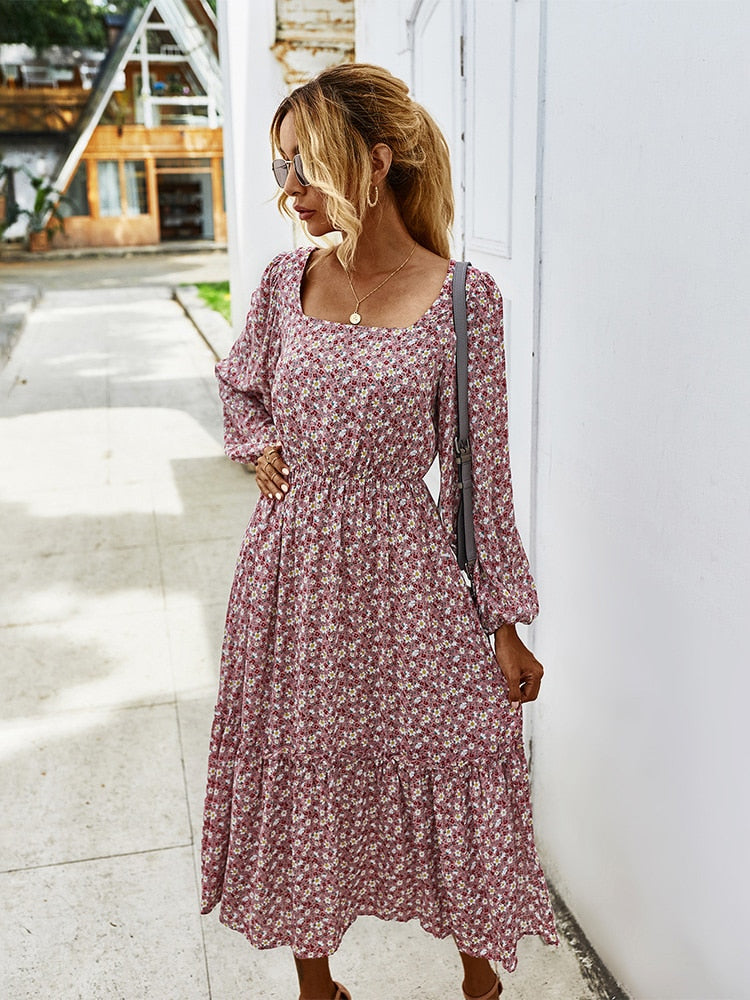 Vintage French Style Floral Dress