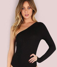 Load image into Gallery viewer, One Shoulder Bodycon Fitted Bodysuit - Pretty Fashionation
