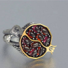 Load image into Gallery viewer, Vintage Pomegranate Garnet Bronze Silver Ring
