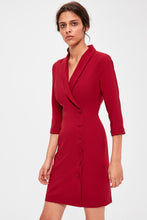 Load image into Gallery viewer, Chic Red Burgundy Collar Suit Dress - Pretty Fashionation
