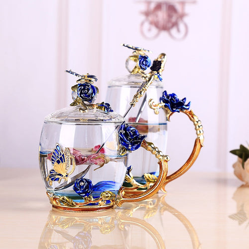 Enamel Floral Creative Heat-Resistant Coffee /Tea Cup Glass - Pretty Fashionation